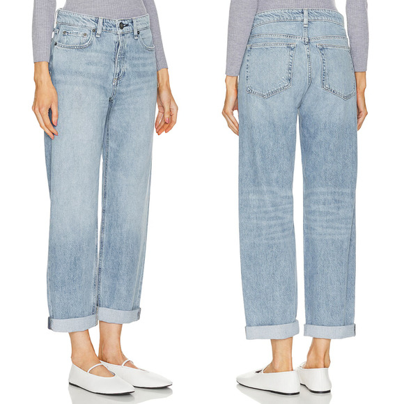NEW Rag & Bone Jeans sz 30 The Dre Low Rise Baggy Boyfriend Distressed Denim - Picture 1 of 7